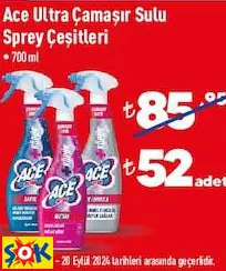 ACE ULTRA ÇAMAŞIR SULU SPREY ÇEŞİTLERİ 700 ML